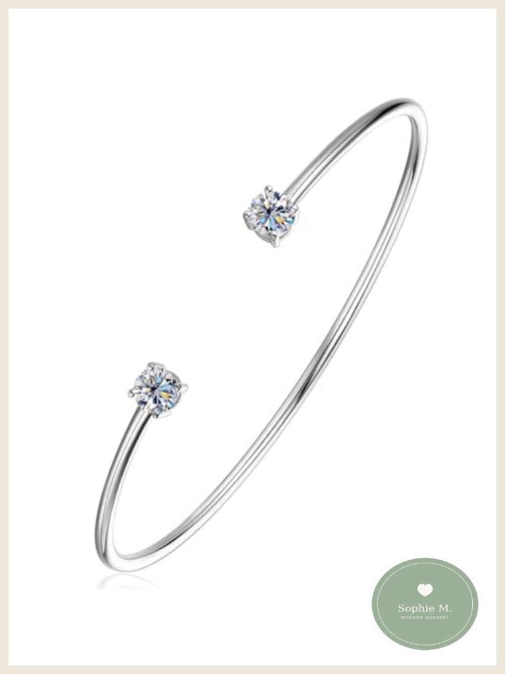 Moissanite Cuff Bracelet 925 Sterling Silver Bangle for Women